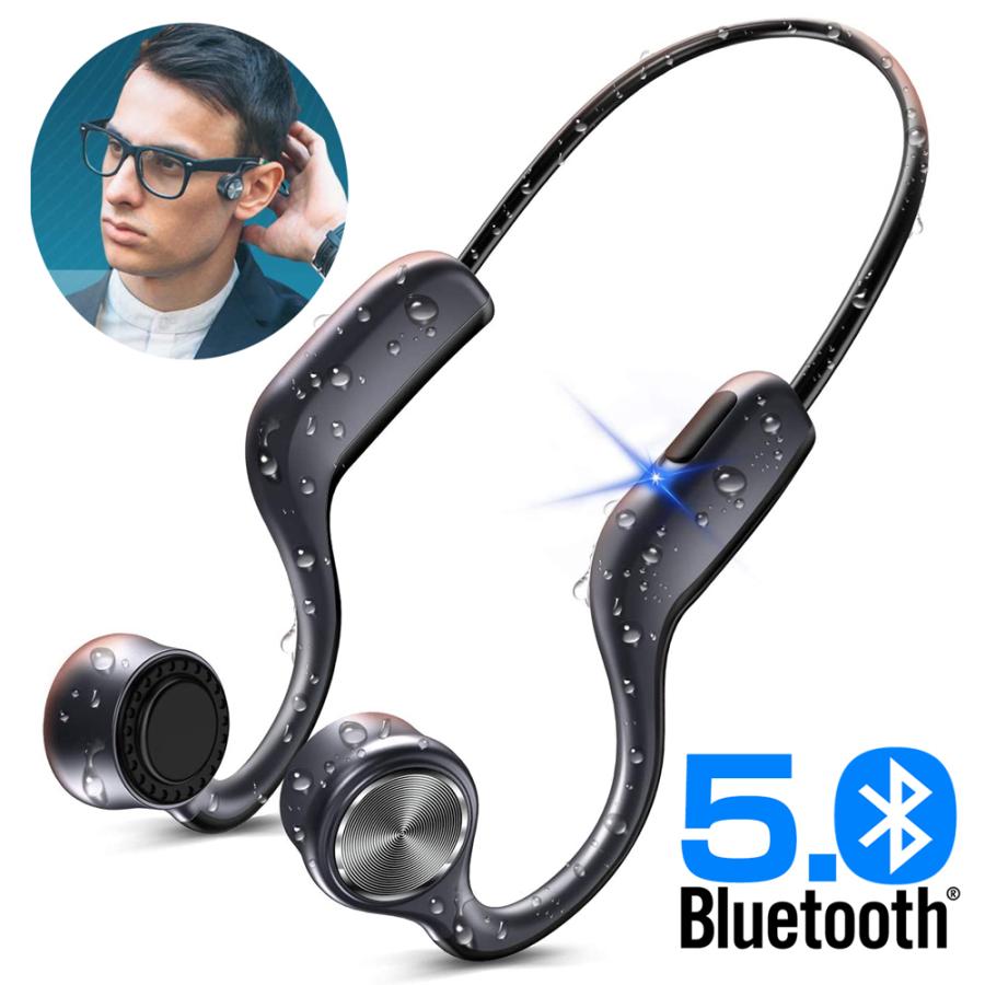 骨伝導 イヤホン ワイヤレスイヤホン bluetooth5.0  iPhone android適用 ヘッドホン スポーツ 高音質 防水防汗 超軽量「改良版」 送料無料 (E9)｜kukuya