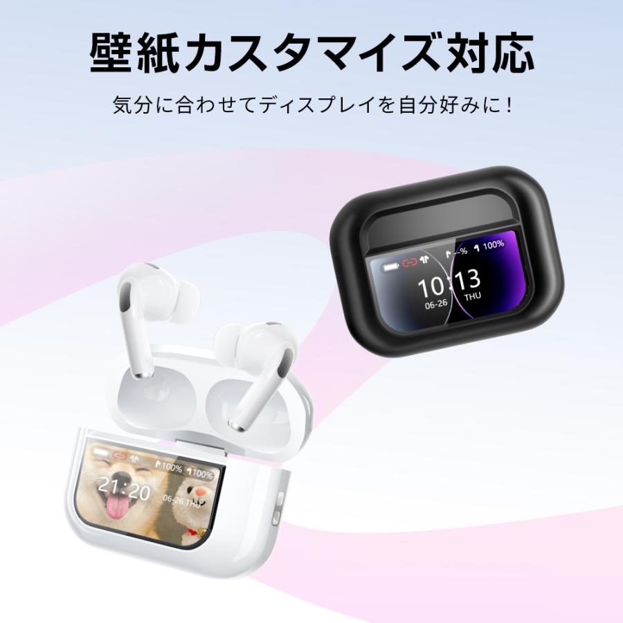 ワイヤレスイヤホン ANC対応 液晶付きイヤホン Bluetooth6.0 ノイズ