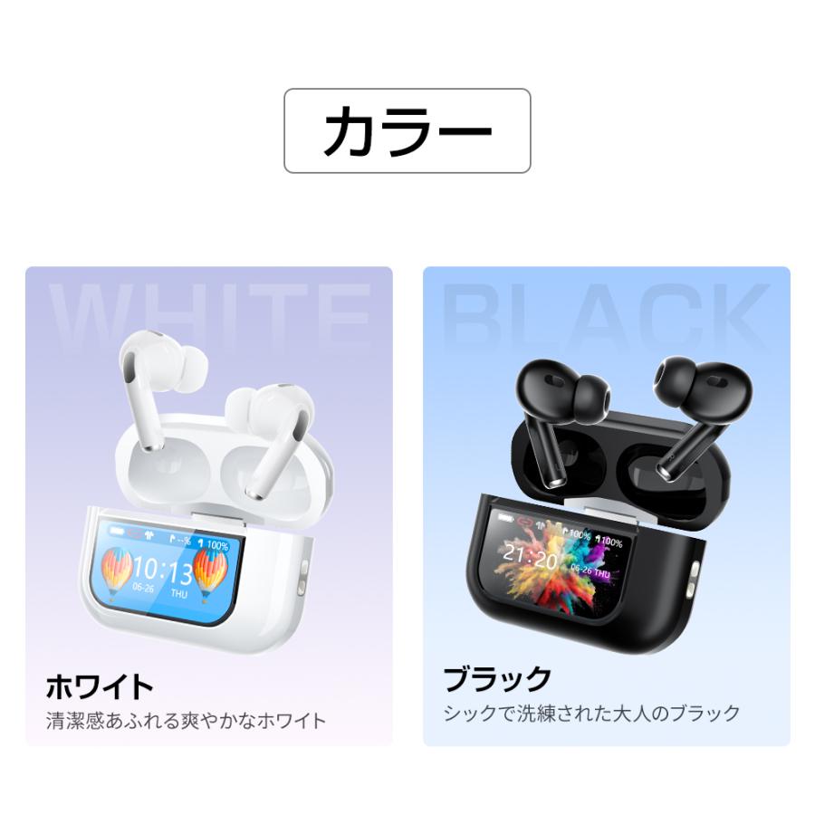ワイヤレスイヤホン ANC対応 液晶付きイヤホン Bluetooth6.0 ノイズ