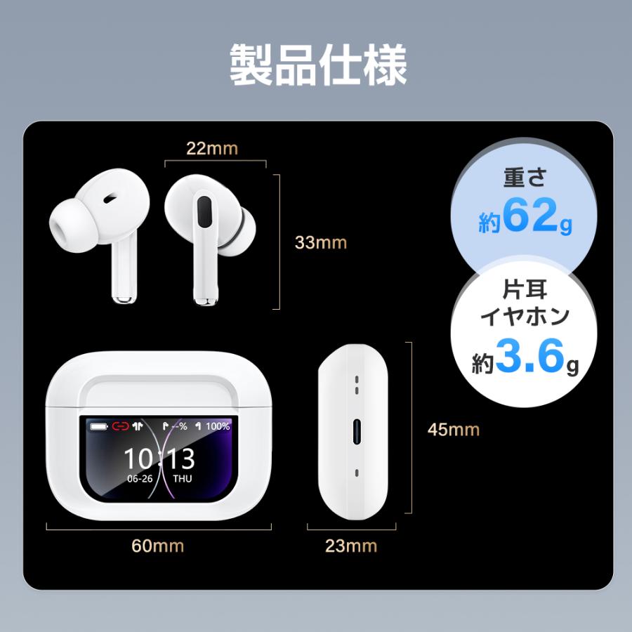 ワイヤレスイヤホン ANC対応 液晶付きイヤホン Bluetooth6.0 ノイズ