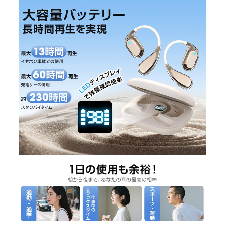 ワイヤレスイヤホン Bluetooth5.4 空気伝導イヤホン 耳掛け式 高音質