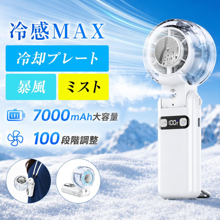 ハンディファン ミストファン 冷却プレート付き -28℃冷却 扇風機 首