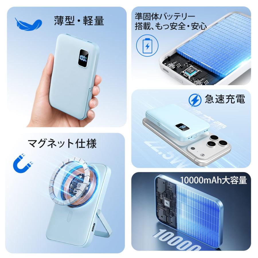 釘刺し試験済！】 モバイルバッテリー 半固体 準固体電池 magsafe