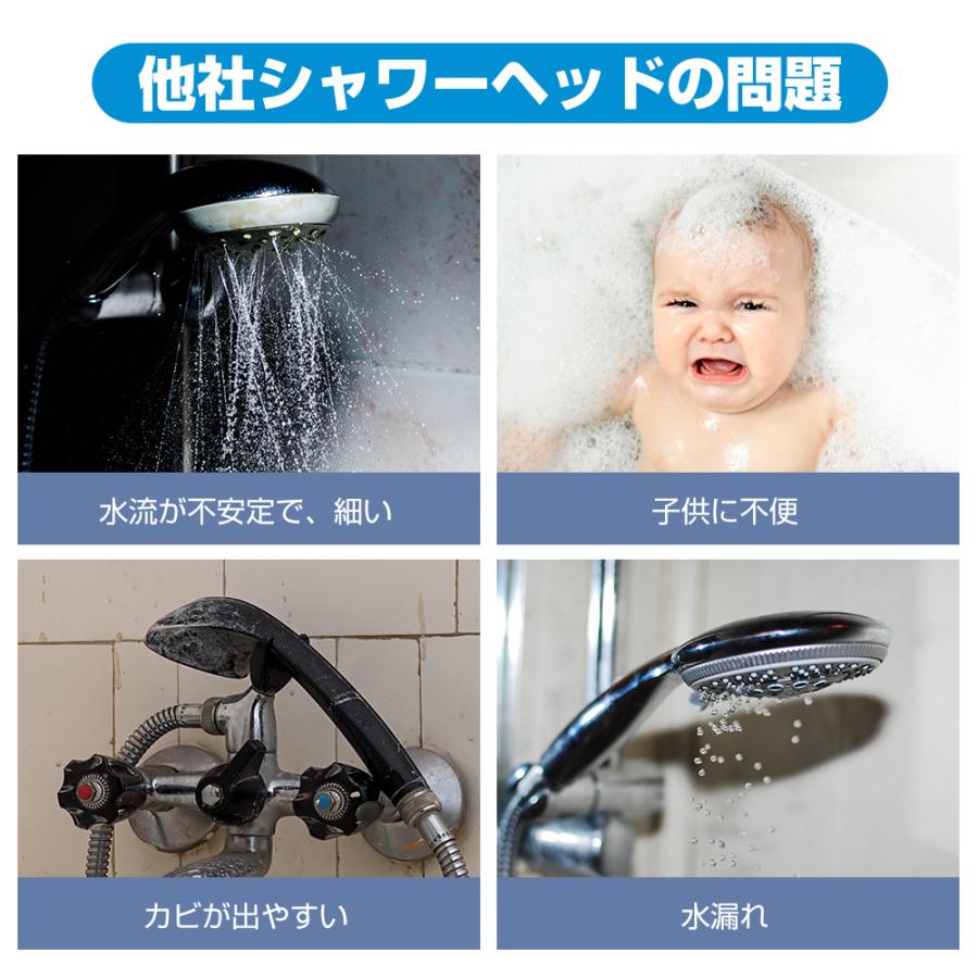 シャワーヘッド 低水圧用 節水シャワー 3段階モード 水量調整 80%節水