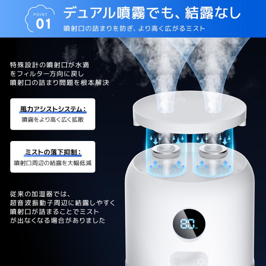 【美品】フロアミストマイナスイオン 噴水 デコレーションライト 加湿器 加湿器 充電式 コードレス ダブル噴霧 卓上 超音波式 自動OFFタイマー