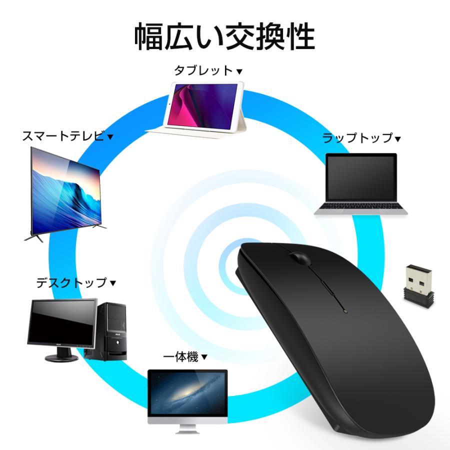 マウス ワイヤレスマウス 無線 超静音 バッテリー内蔵 充電式 超薄型 高精度 Mac/Windows/surface/Microsoft Pro 送料無料｜kukuya｜19