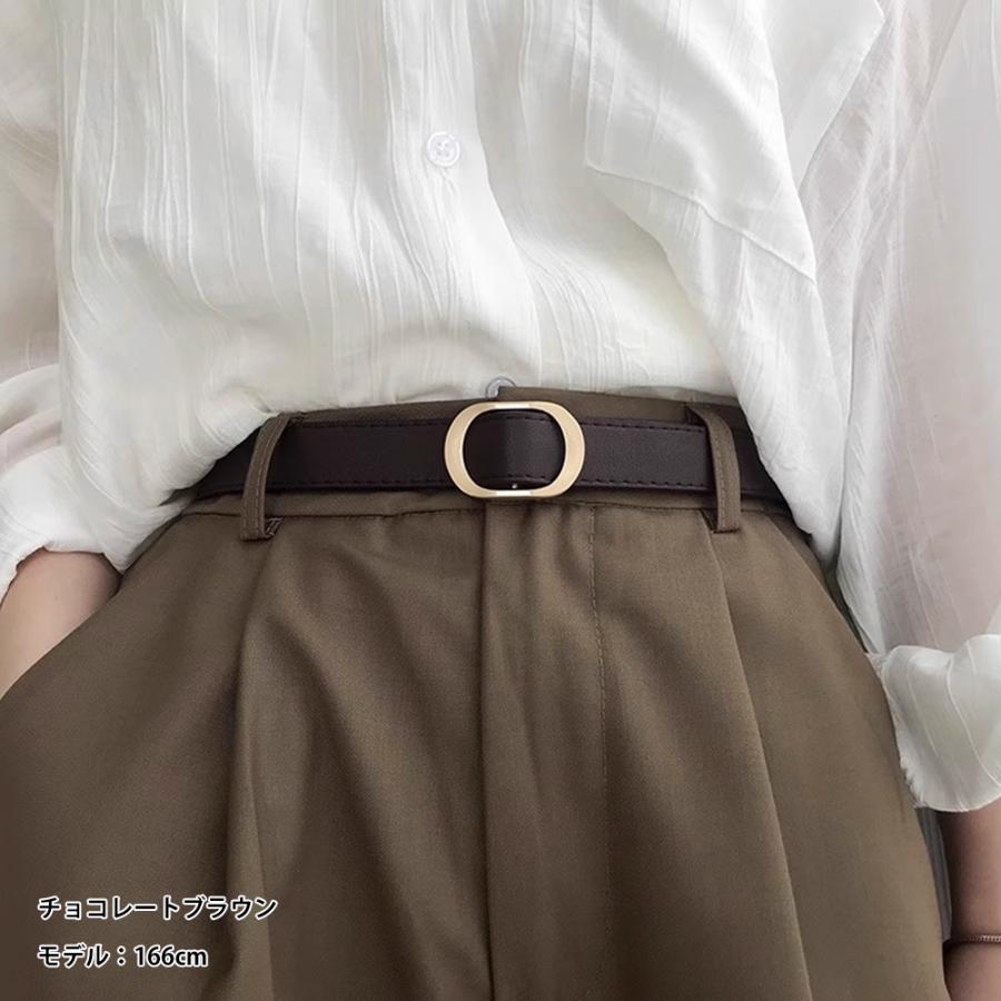 ベルト レディース 本革 牛革 細ベルト 105cm 穴なし おしゃれ