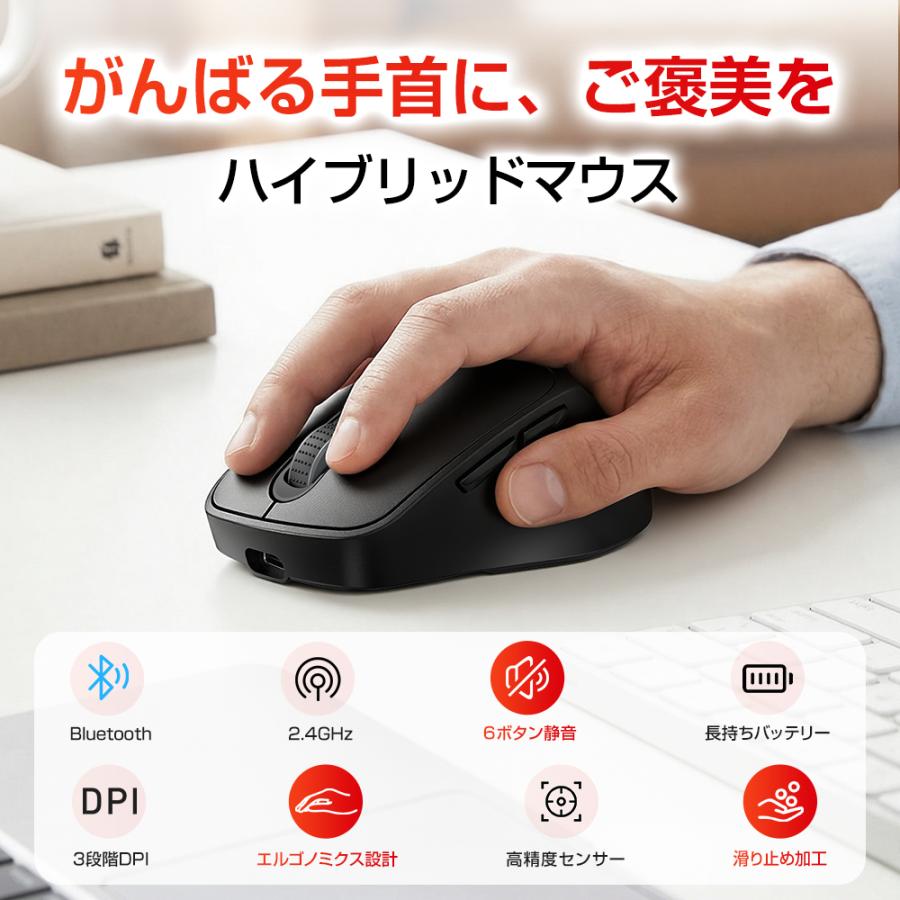 マウス ワイヤレスマウス 無線 超静音 バッテリー内蔵 充電式 超薄型
