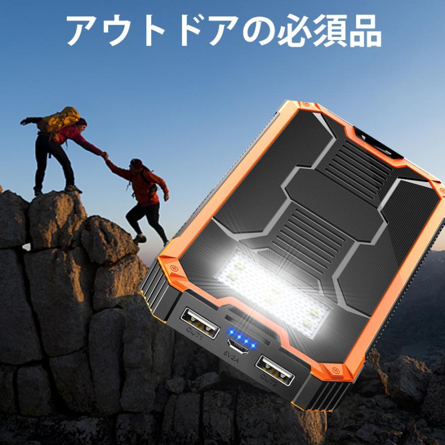 モバイルバッテリー ソーラー 防災備品 大容量 15000mAh 軽量 充電器 2