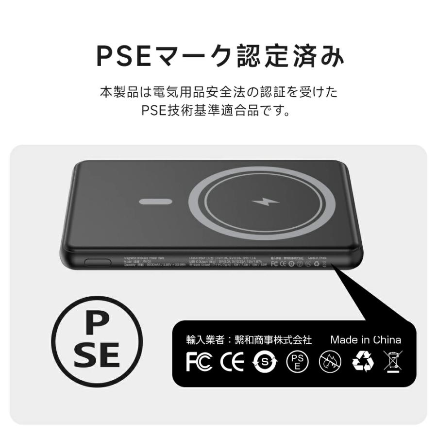 薄型モバイルバッテリー　　8000mAh モバイルバッテリー 8000mAh ワイヤレス 磁気 超軽量 薄型 小型