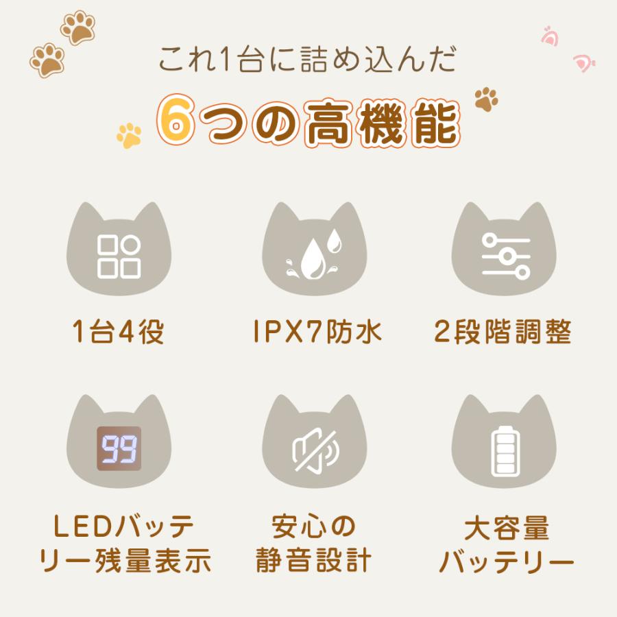 ペットバリカン 犬用 バリカン 猫 4in1 コードレス 静音 軽量 充電式