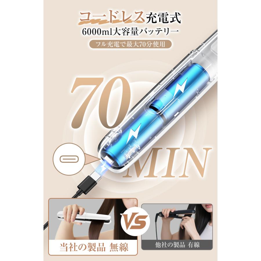 ヘアアイロン コードレス USB充電式 充電式 3段階温度調節 自動オフ ストレート カール アイロンストレート&カール 2way 自動オフ 出張 旅行 修学旅行 お出掛け レビュー特典開催】 ヘアアイロン コードレス 充電式 USB ストレート
