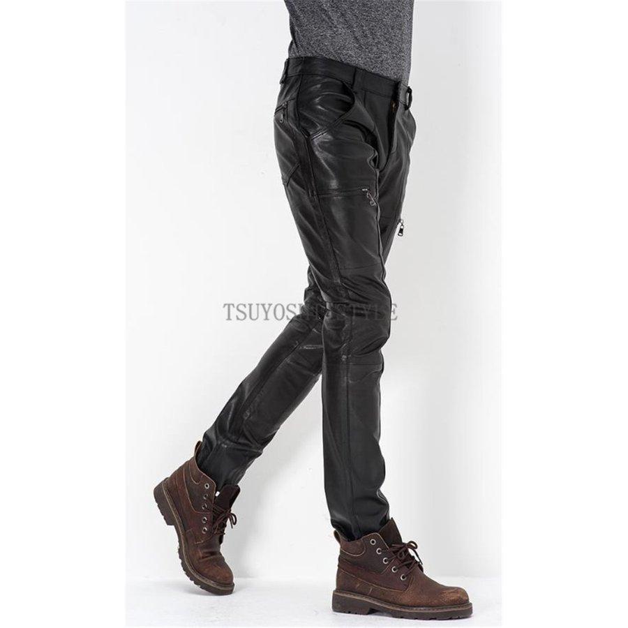 買い人気商品 上品 メンズバイクパンツレザー レザーパンツ スリム 本革 羊革 男性用 紳士用 防風 防寒 パンツ ブラック メンズ ボトムス お得 Www Superavila Com