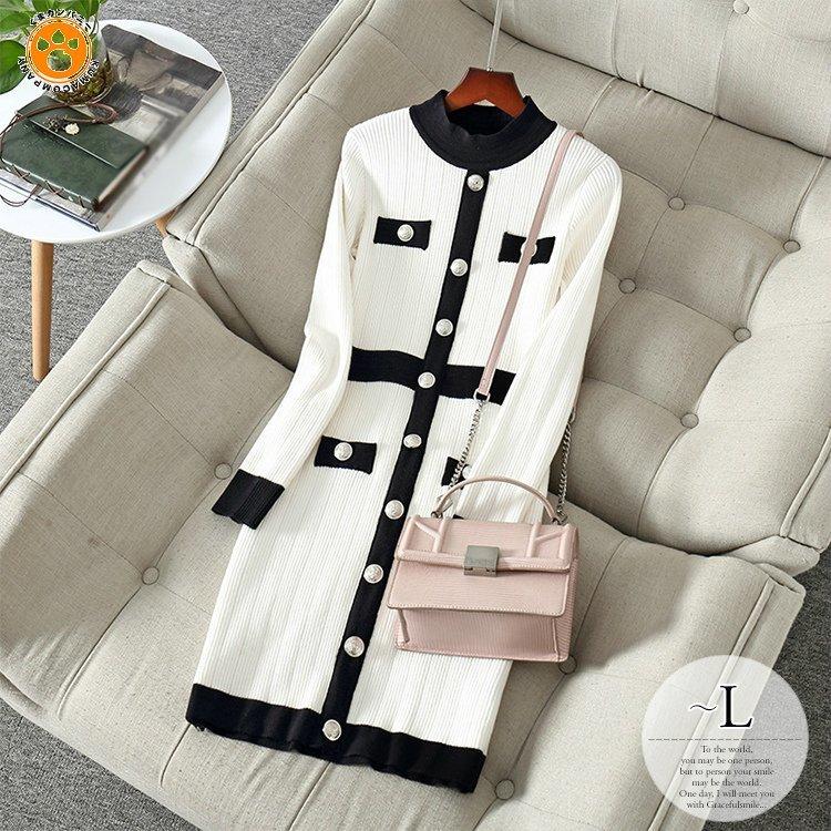 新版 ニットワンピース 秋 冬 ワンピース レディース 大きいサイズ ニット 長袖 ハイネック シルバーボタン モード 定番 ブラック ホワイトお洒落 リモート Cii01 Km Cii01 くまカンパニー 通販 Yahoo ショッピング 全日本送料無料 Regionmarket Store