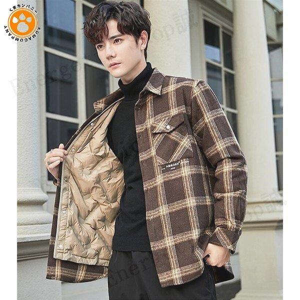 独創的 メンズ ダウンジャケット 軽量 ダウンコート メンズ ダウンジャケット チェック柄 19 ダウン カジュアル 防寒服 冬 秋 コート アウター 厚手シャツ ダウンコート シャツ コート アウター