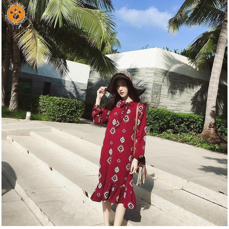 ワンピース レディース 40代 赤 ワンピース キレイめ 膝丈ワンピース 春夏 長袖ワンピース リオン シフォンワンピース オシャレ 上品 着痩せ 新作 Mr05 Y くまカンパニー 通販 Yahoo ショッピング