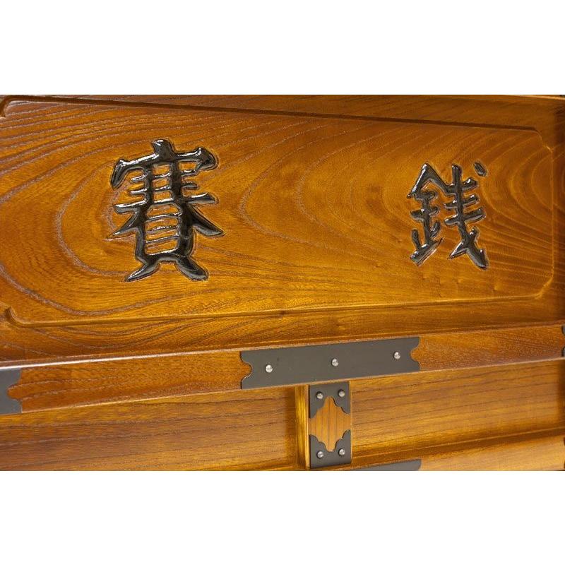 寺院仏具 本欅ムク材賽銭箱 幅3尺 90cm_1