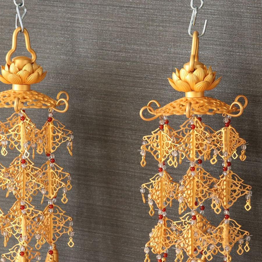 【タイムセール】 銅地 雲透し三枠瓔珞 ようらく 天然石水晶仕立 消メッキ 1対 天然石入 小 3号 高さ18cm 【MYK1827476357】(65044円)