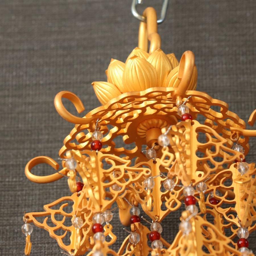 【タイムセール】 銅地 雲透し三枠瓔珞 ようらく 天然石水晶仕立 消メッキ 1対 天然石入 小 3号 高さ18cm 【MYK1827476357】(65044円)