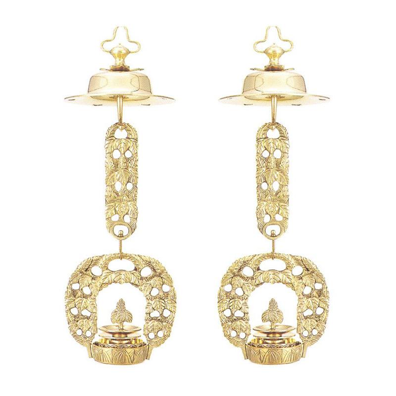 ついに再販開始！】 輪灯 真鍮 高田派 桐輪灯 1対 金メッキ 輪灯径