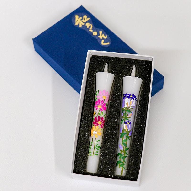 なーむくまちゃん工房 和ろうそく 手描き 絵ろうそく 3号 四季の花 2本