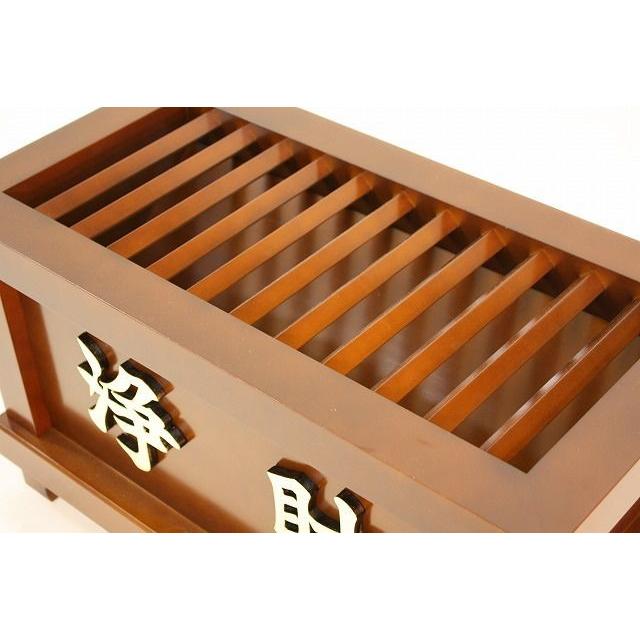 寺院仏具 木製欅風仕上 賽銭箱 幅4尺 120cm ※屋外使用不可_1