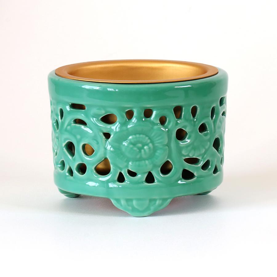 陶器 香炉 青磁 透かし香炉 4.5寸 香炉 青磁