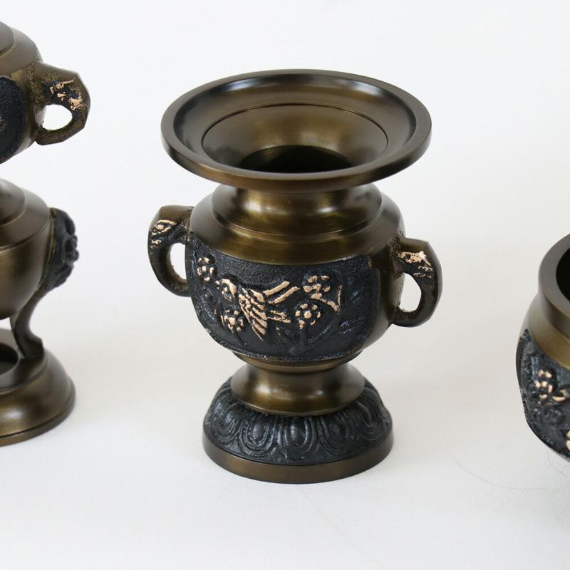 なーむくまちゃん工房 仏具 セット 仏具セット 六具足 花鳥型 黒光色