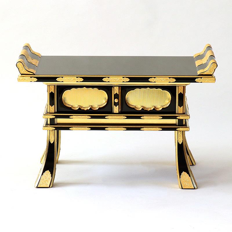 経机 黒塗り 上等面金 中京型 14号 仏壇 仏具 机