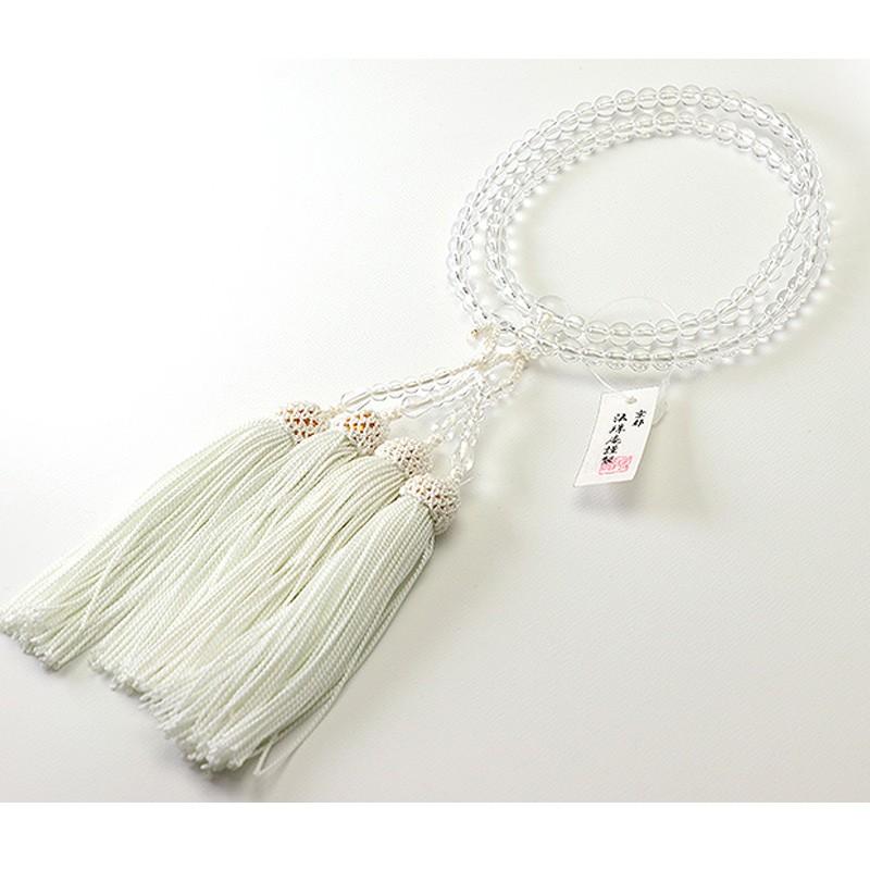 女性用高級念珠・数珠2輪 本水晶共仕立て 正絹頭付房 KL027