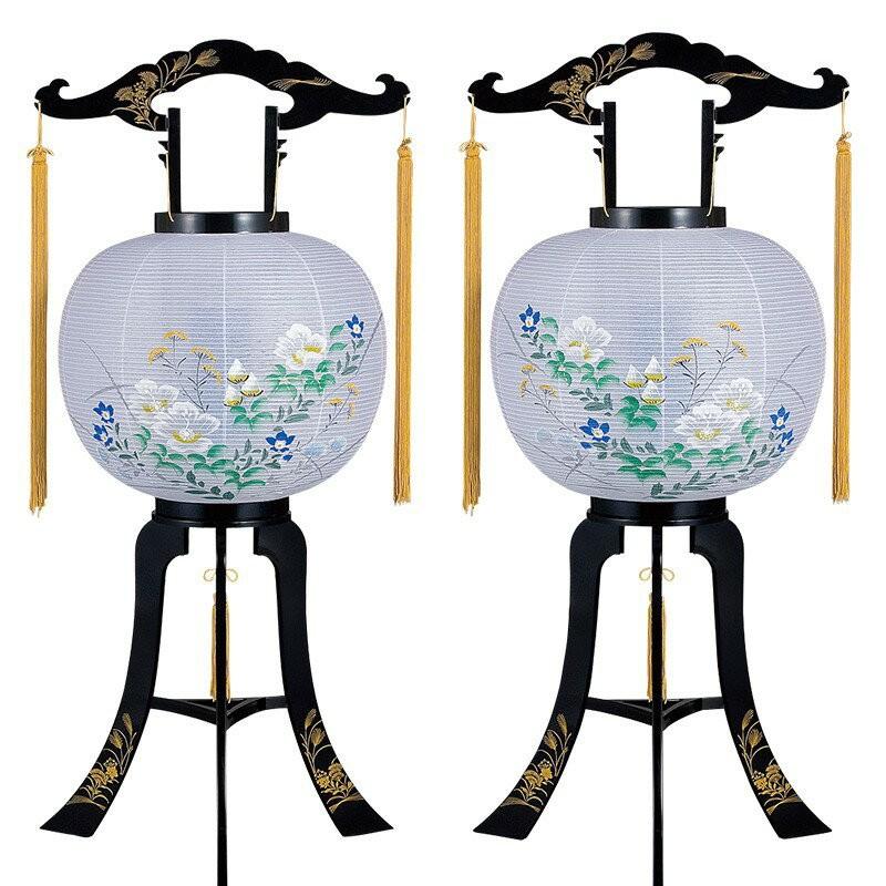 ■お盆提灯(盆ちょうちん) 回転行灯  一対【新品同様】 なーむくまちゃん工房 盆提灯 廻転灯 一対 No.17 11号 回転行灯 盆