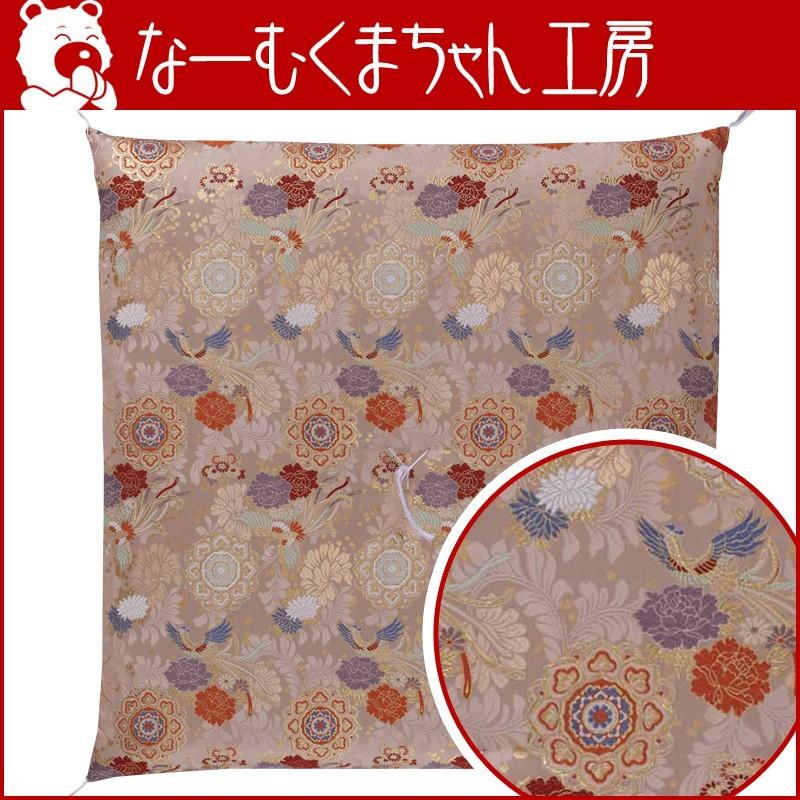 なーむくまちゃん工房 仏壇 座布団 御前座布団 天昇鳳凰・白茶 No.72