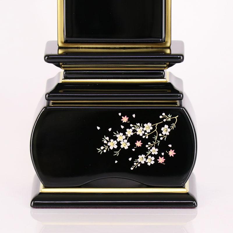 位牌 山桜 蒔絵入 3.0寸 高さ:15.5cm 花位牌 上塗位牌 漆塗り 本位牌 塗り位牌 モダン位牌 風桜 春秋 もみじ 文字 国産 優雅_10