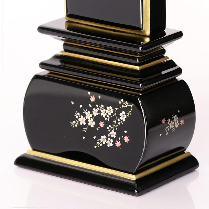 位牌 山桜 蒔絵入 3.0寸 高さ:15.5cm 花位牌 上塗位牌 漆塗り 本位牌 塗り位牌 モダン位牌 風桜 春秋 もみじ 文字 国産 優雅_12