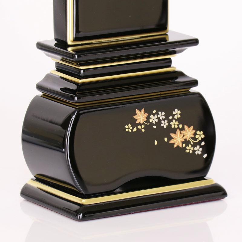 位牌 紅葉 蒔絵入 3.5寸 高さ:17cm 花位牌 上塗位牌 漆塗り 本位牌 塗り位牌 モダン位牌 風桜 春秋 もみじ 文字 国産 優雅_11