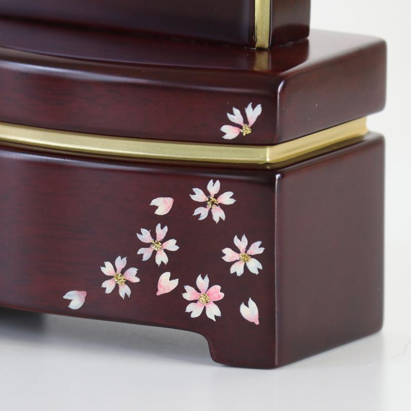 唐木位牌 美月 みづき 蒔絵入り 4寸 高さ16cm 紫檀 黒檀 駿河蒔絵 桜 さくら ミニ位牌 コンパクト お位牌 雪丸 舞桜 | なーむくまちゃん工房 | 14