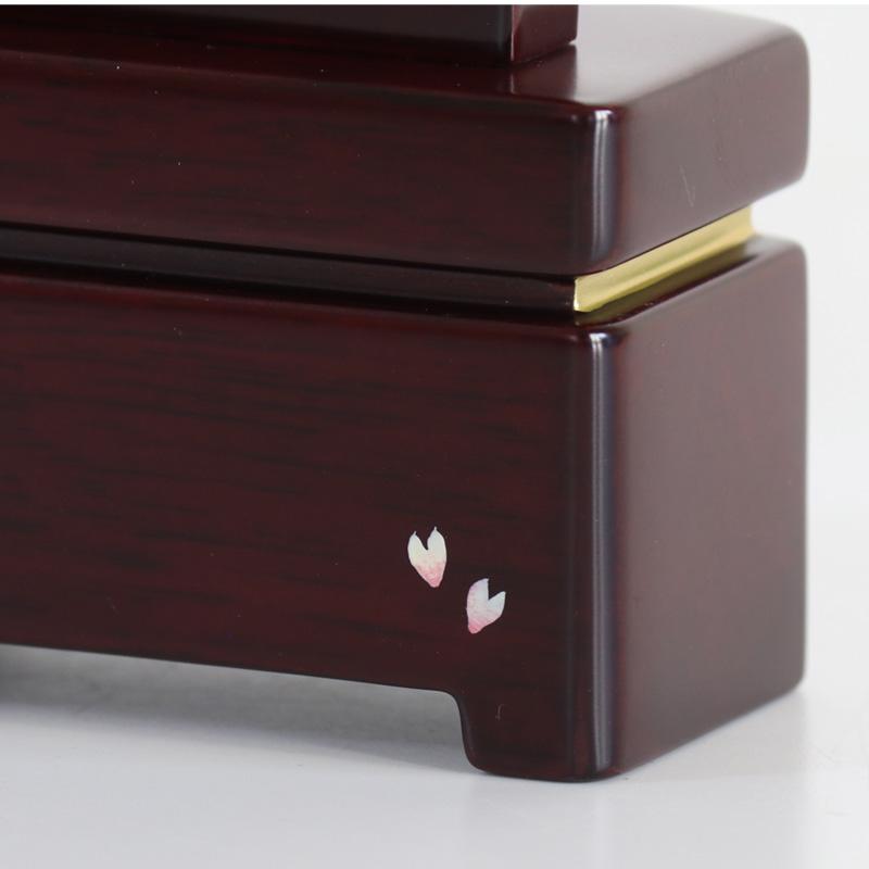 唐木位牌 美月 みづき 蒔絵入り 4寸 高さ16cm 紫檀 黒檀 駿河蒔絵 桜 さくら ミニ位牌 コンパクト お位牌 雪丸 舞桜 | なーむくまちゃん工房 | 15