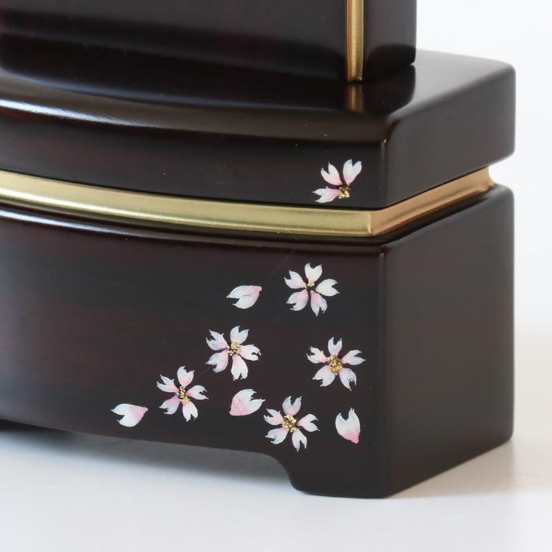 唐木位牌 美月 みづき 蒔絵入り 4寸 高さ16cm 紫檀 黒檀 駿河蒔絵 桜 さくら ミニ位牌 コンパクト お位牌 雪丸 舞桜 | なーむくまちゃん工房 | 19