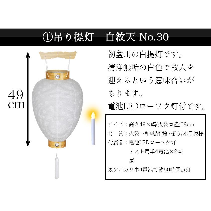 初盆セット 新盆セット 白紋天+盆提灯+まこもセット+PC仏器膳+盆棚【初盆・新盆 初盆 5点セット E-9】お盆飾り 初盆飾り 盆提灯 盆ちょうちん 提灯の画像
