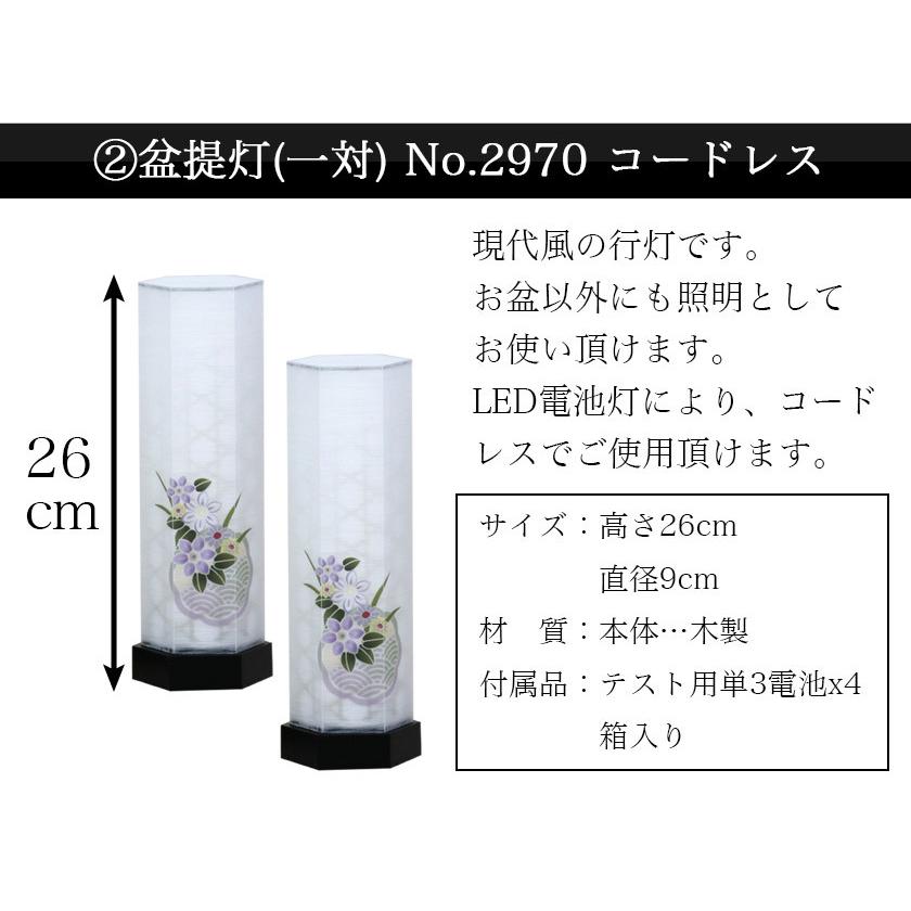 初盆セット 新盆セット 白紋天+盆提灯+まこもセット+PC仏器膳+盆棚【初盆・新盆 初盆 5点セット E-9】お盆飾り 初盆飾り 盆提灯 盆ちょうちん 提灯の画像