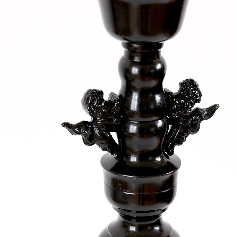 受注生産品につき返品不可 寺院仏具 ローソク立て 火立て 獅子掛 1.2尺