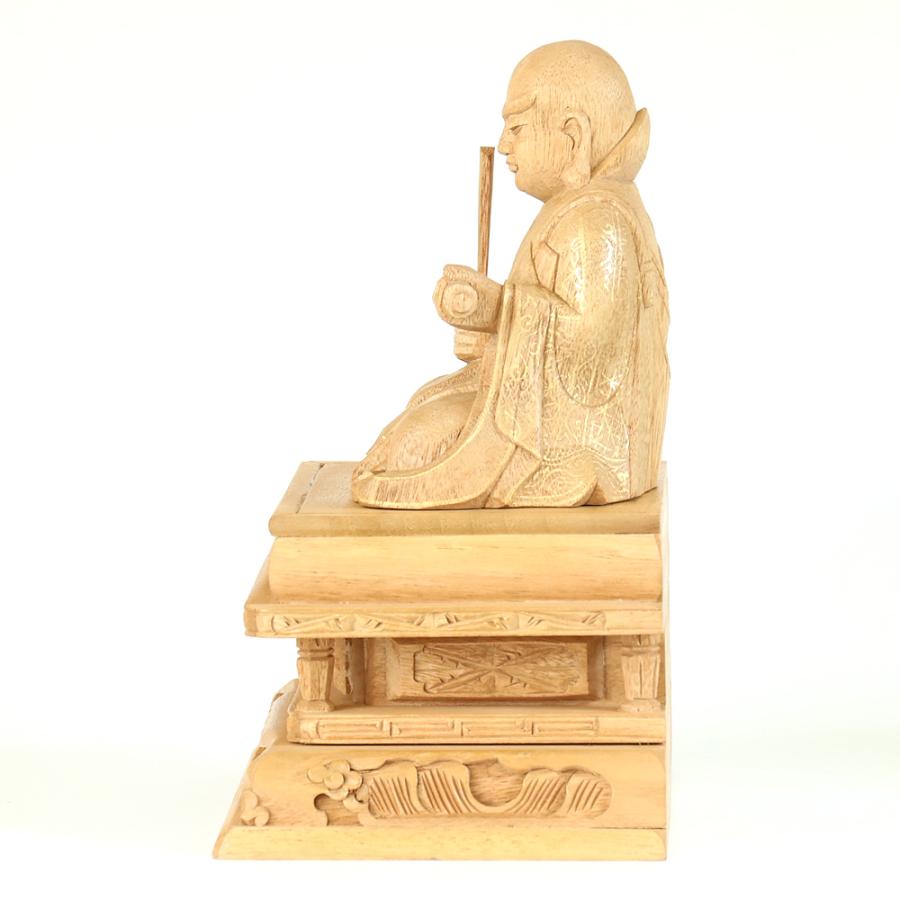 日蓮聖人座像 総白檀 金泥書 細密彫刻 日蓮宗 仏像 仏教美術 未使用