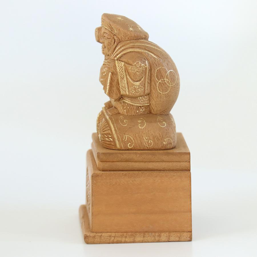仏像  楠木地彫  大黒天 金泥書 高台付 3.5寸（高さ：173mm） 木彫 仏像販売  七福神 日蓮宗  仏壇 仏具の画像