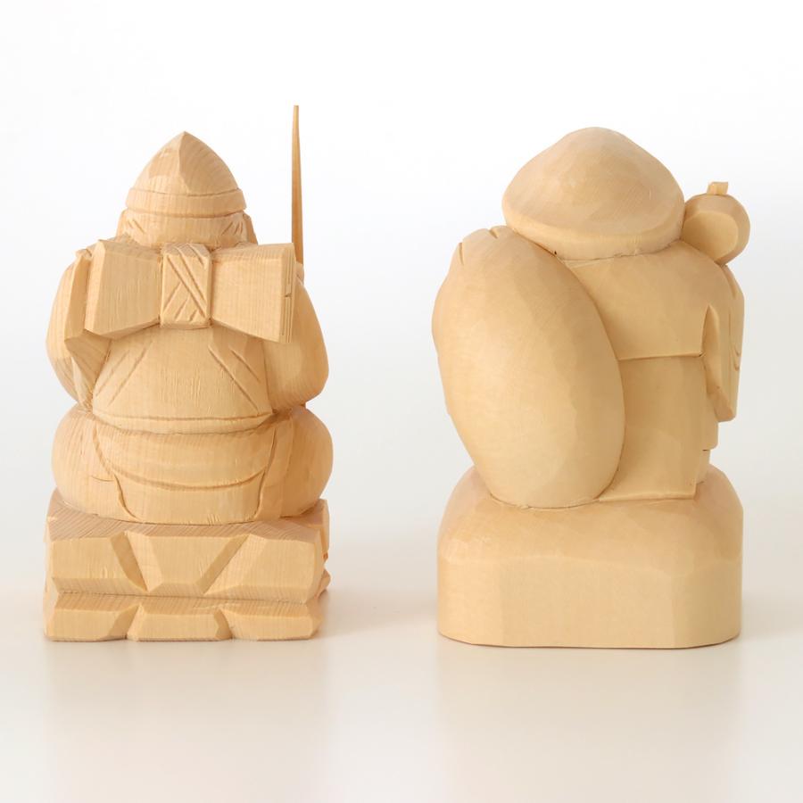 なーむくまちゃん工房 仏像 総白木 恵比寿・大黒天 台無し 3.5寸 木彫