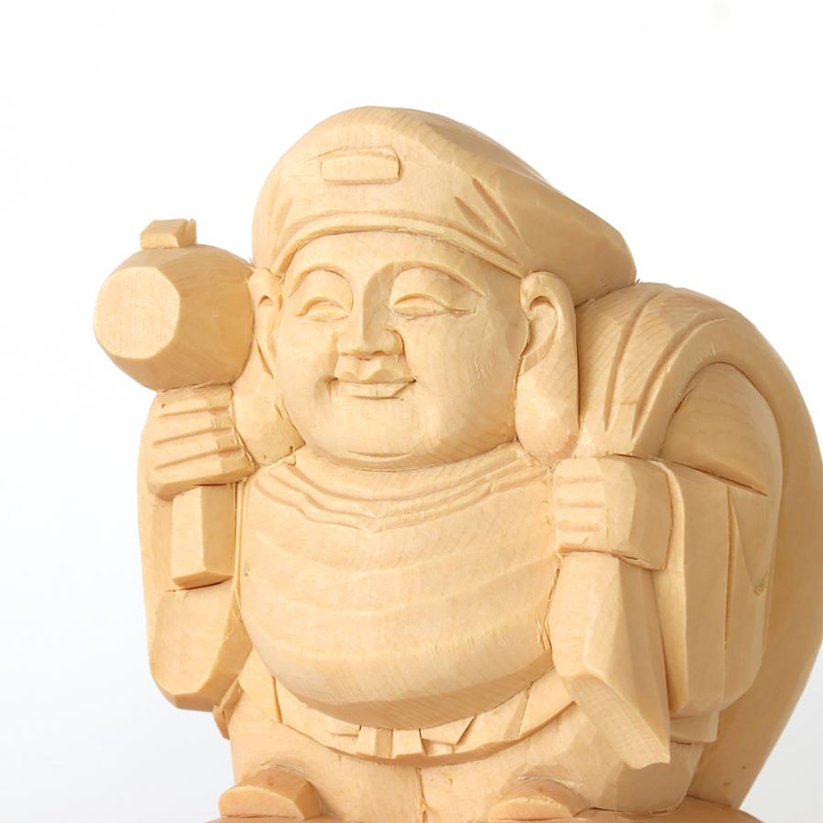 なーむくまちゃん工房 仏像 総白木 恵比寿・大黒天 台無し 3.5寸 木彫