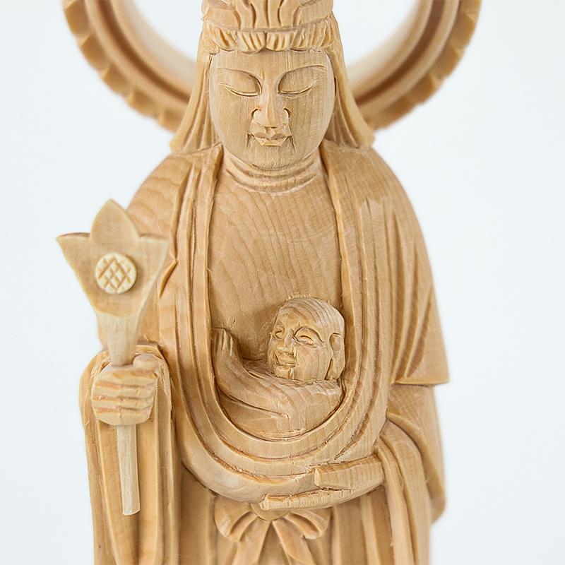 仏像 総白木 子安鬼子母神　5.0寸（高さ：273mm） 木彫 仏像販売 きしもじん 日蓮宗 仏壇 仏具_8