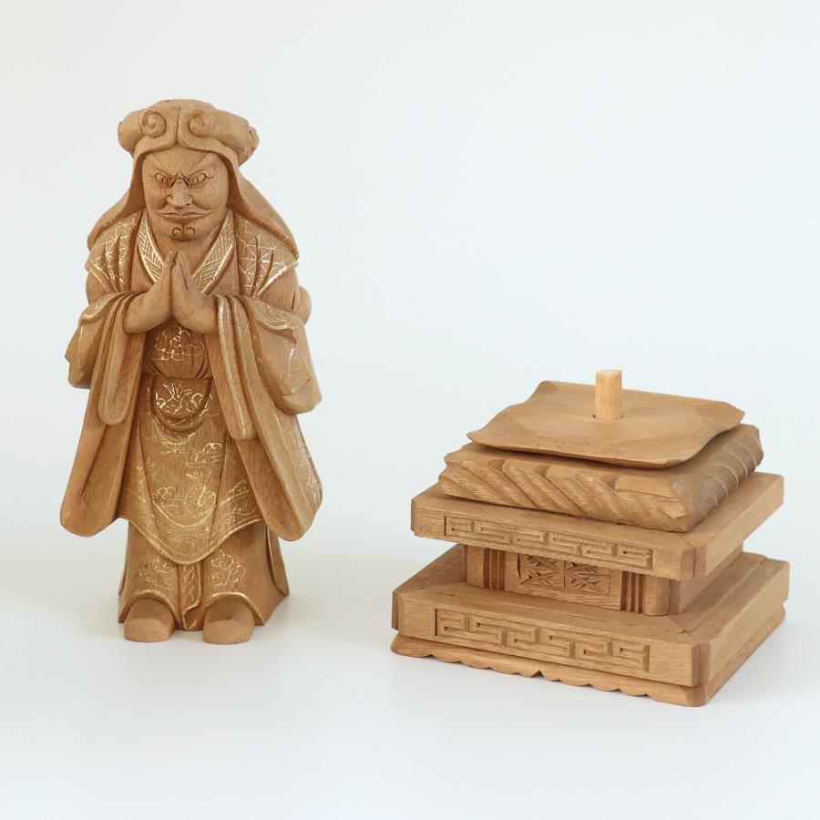 仏像 楠木地彫 中山鬼子母神 金泥書 3.0寸（高さ：160mm） 木彫 仏像