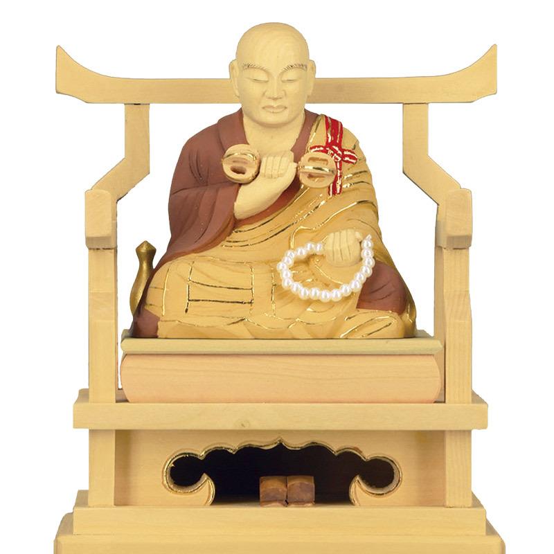 仏像  総柘植(ツゲ)  弘法大師 切金淡彩 3.0寸 （高さ：232mm） 木彫 仏像販売 通販 真言宗  仏壇 仏具_1