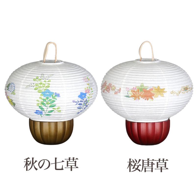 なーむくまちゃん工房 盆提灯 美濃和紙 大内 秋の七草・桜唐草 m37621