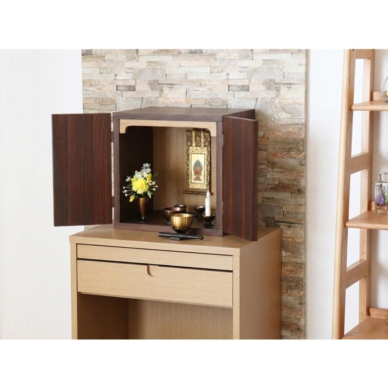 【色: INORU SPACE ウォールナット色】ミニ仏壇 「INORU SPA なーむくまちゃん工房 仏壇 ミニ仏壇 INORU SPACE スペース ナチュラル